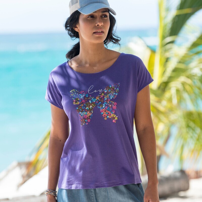 T-shirt z nadrukiem motyla