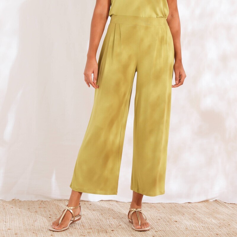 Штани однотонні шириною 7/8 з еластичною талією