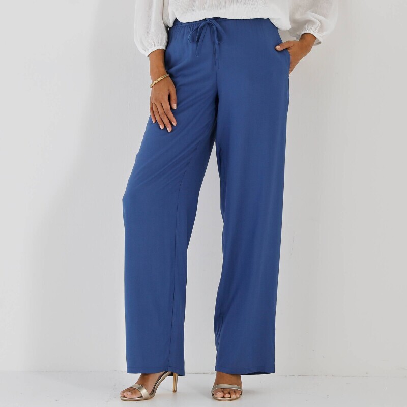Pantaloni 7/8 de culoare uni cu talie elastică