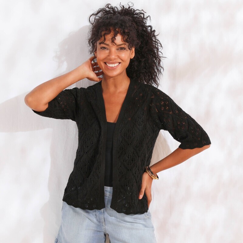 Ažúrový kardigan s 3/4 rukávmi