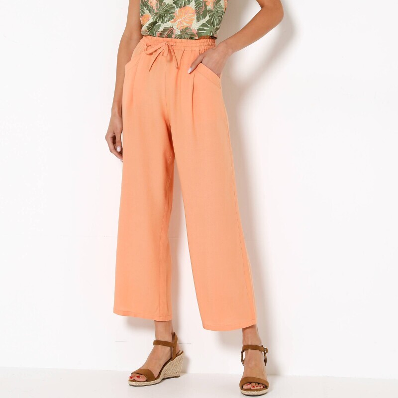 Штани шириною 7/8 з суміші віскози та льону