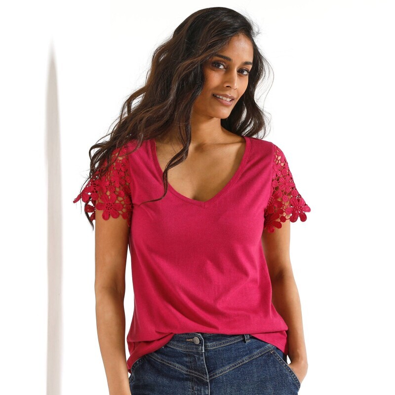 Koszulka z krótkim rękawem makramowa