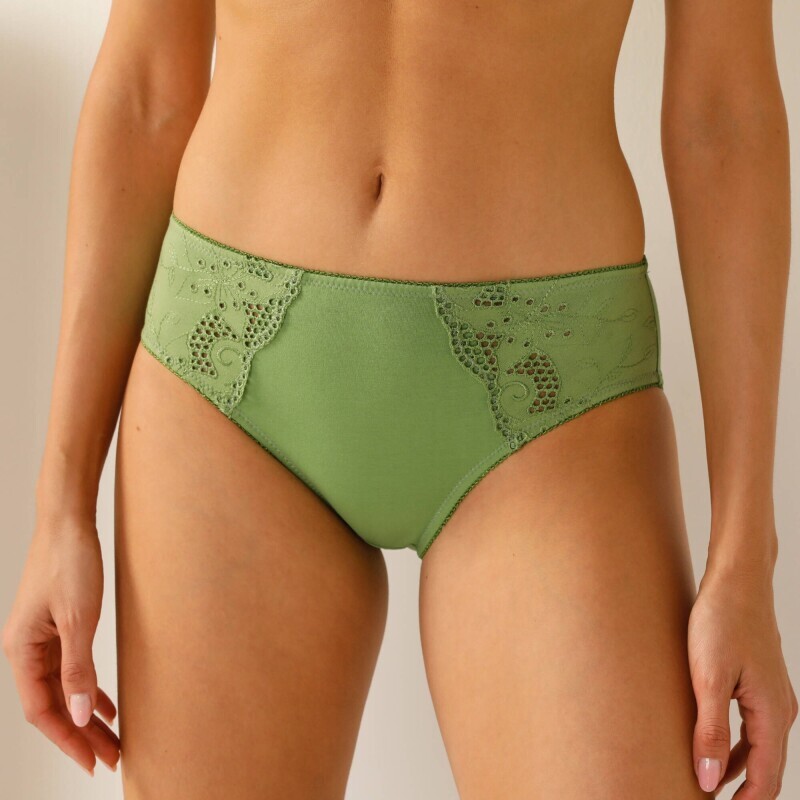 Komplet 2 jednolitych majtek midi Olbia marki Confidence Lingerie® z ażurowym haftem