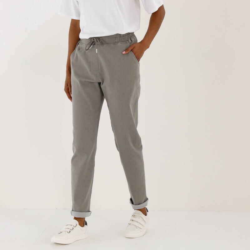 Pantaloni de trening cu talie elastică, din denim