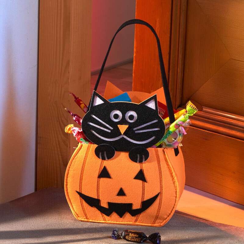 Dovleac de Halloween cu pisică