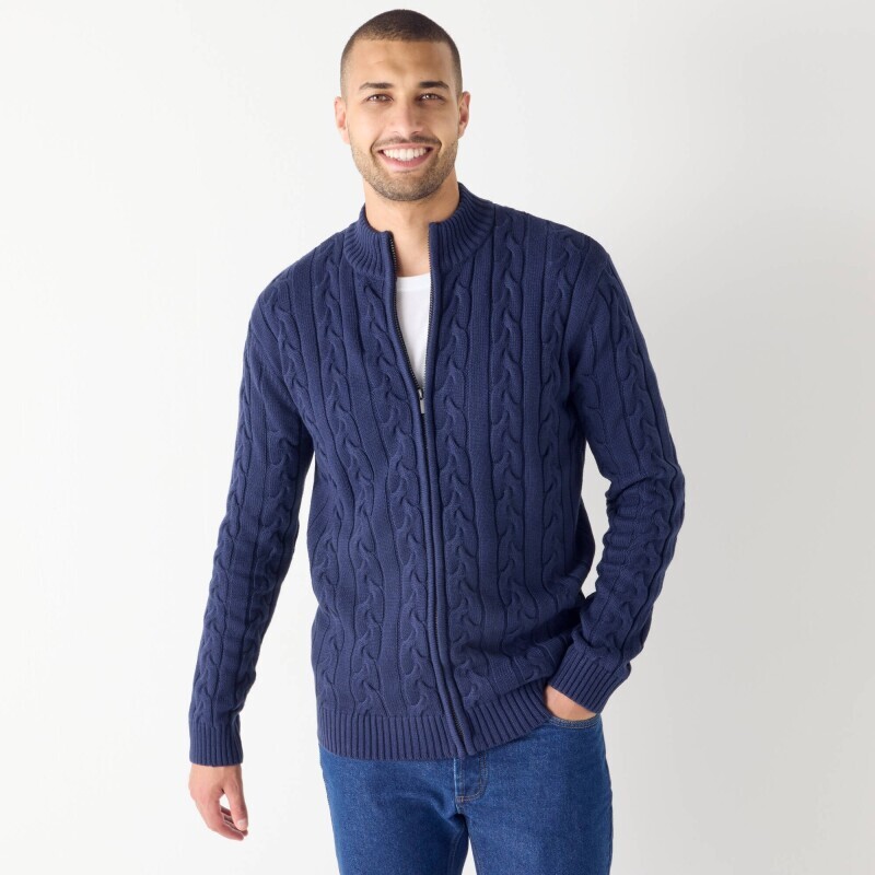 Pulover cu fermoar și model cu împletituri