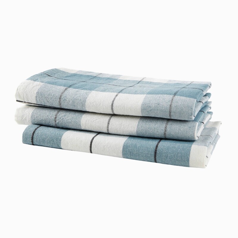 Set de 3 șervețele din pânză în carouri, fibre vopsite