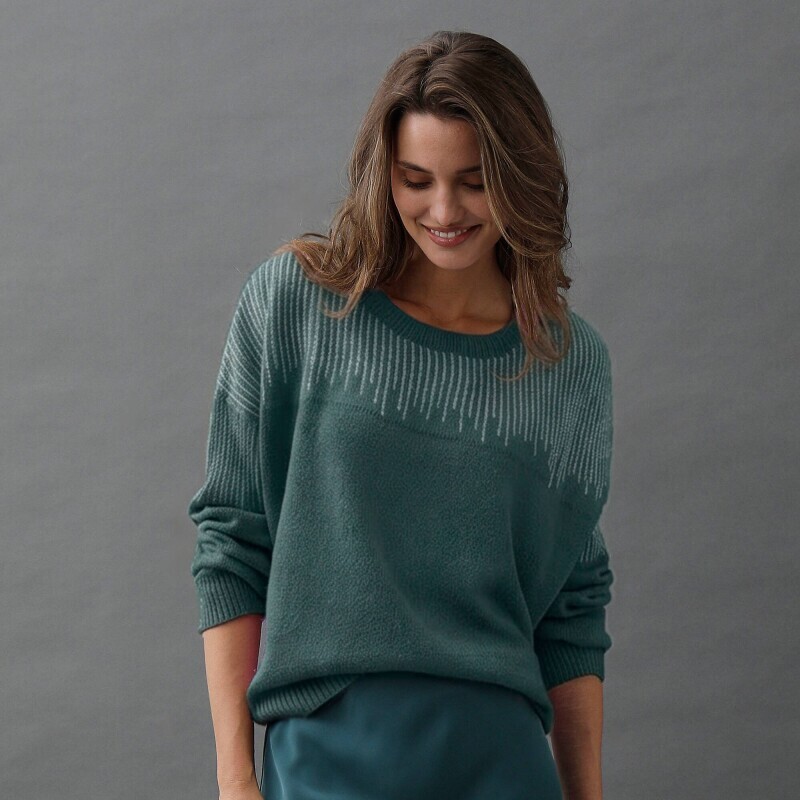 Laza, puha tapintású jacquard pulóver