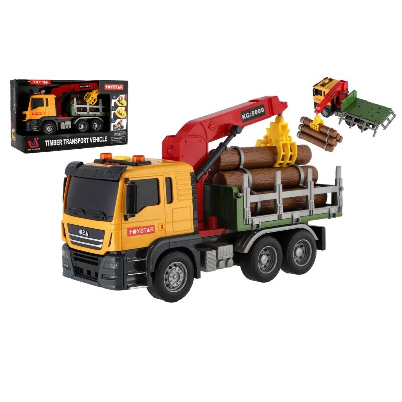 Ciężarówka z hydraulicznym ramieniem i drewnem na kole zamachowym ze światłem, 26 cm
