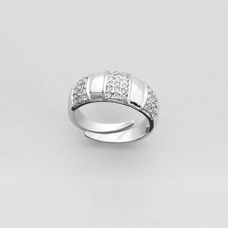 Nastavitelný prsten s krystaly Swarovski, stříbro
