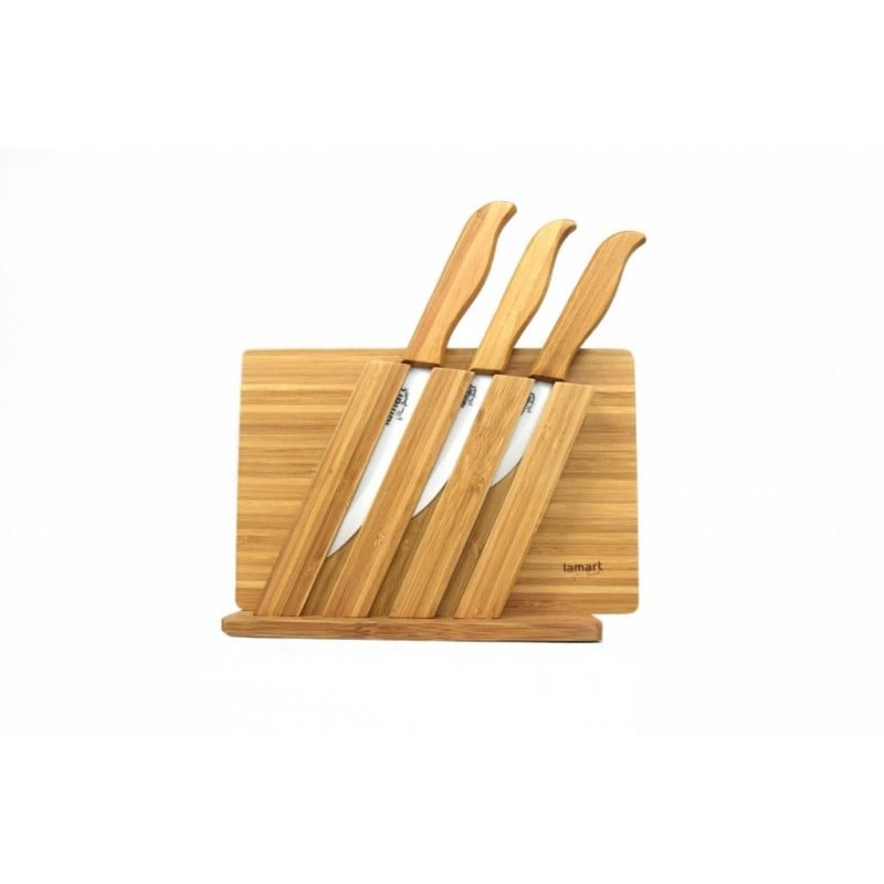 Ceramiczne noże + bambusowa deska onerror=