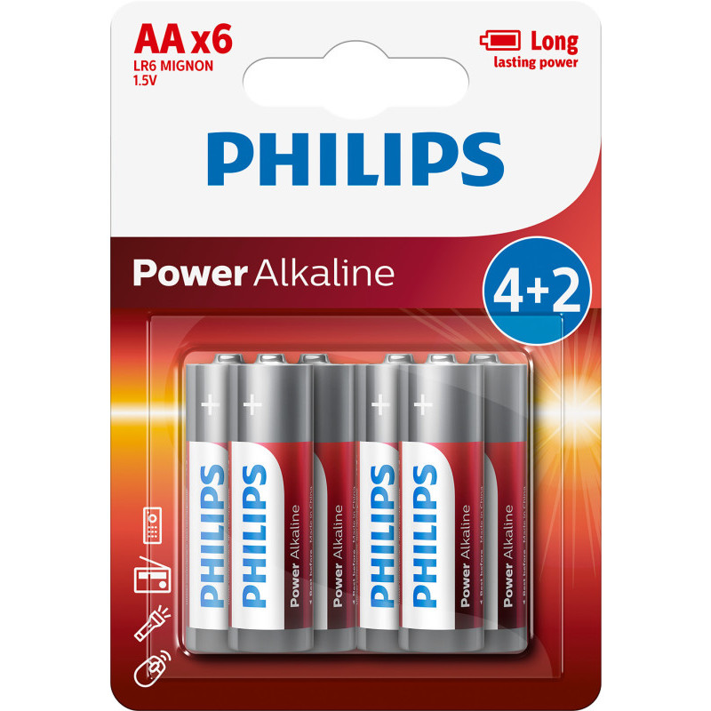 6 baterii PHILIPS AA 1,5 V