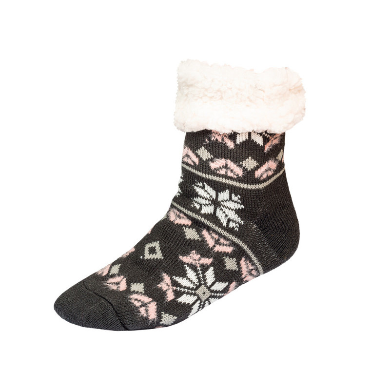 Ponožky zimní, šedá, růžová