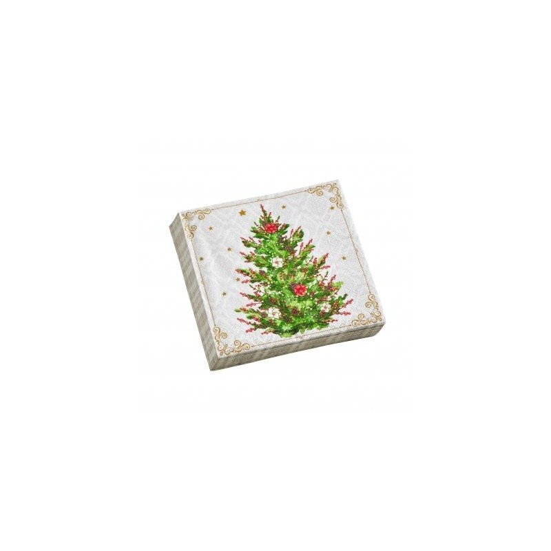 Papierové obrúsky s potlačou vianočného stromu, súprava 20 ks