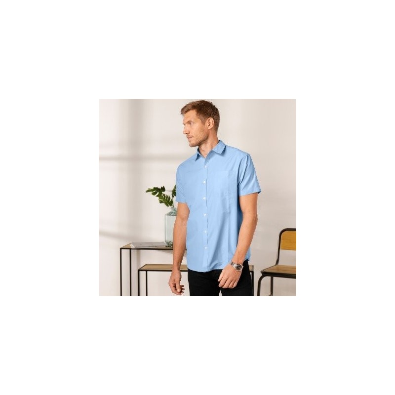     Jednofarebná košeľa s krátkymi rukávmi, popelín