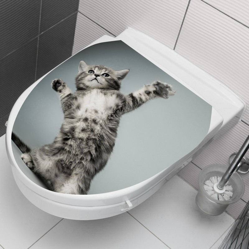 Samolepka na WC s potlačou mačiatka