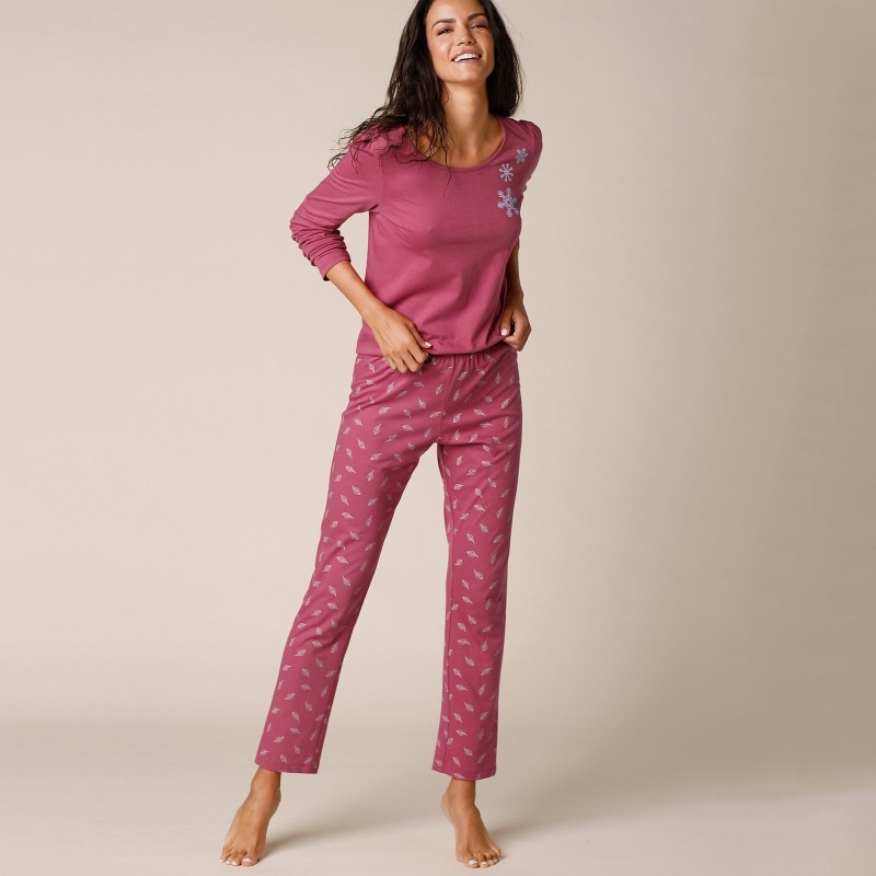 Pyžamové kalhoty s potiskem listů