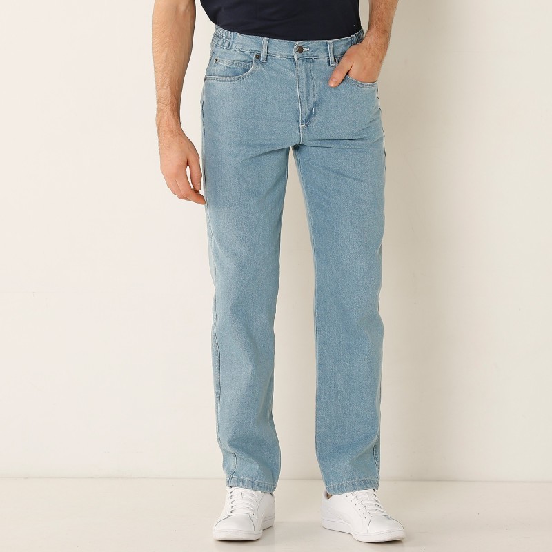     Džínsy s elastickým pásom, vnútorná dĺžka nohavíc 82 cm