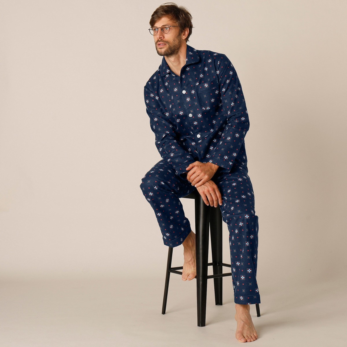 Levně Flanelové pánské pyžamo se vzorem