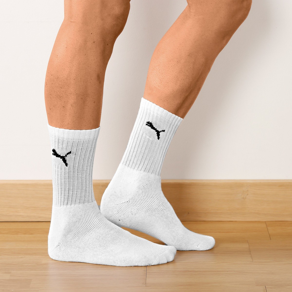 Levně Sada 6 párů sportovních ponožek PUMA, bílé
