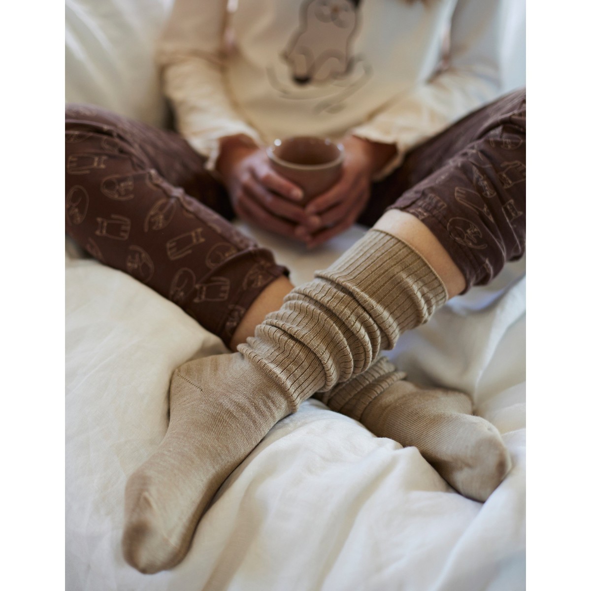 Levně Sada 2 párů vysokých ponožek ze žebrovaného úpletu