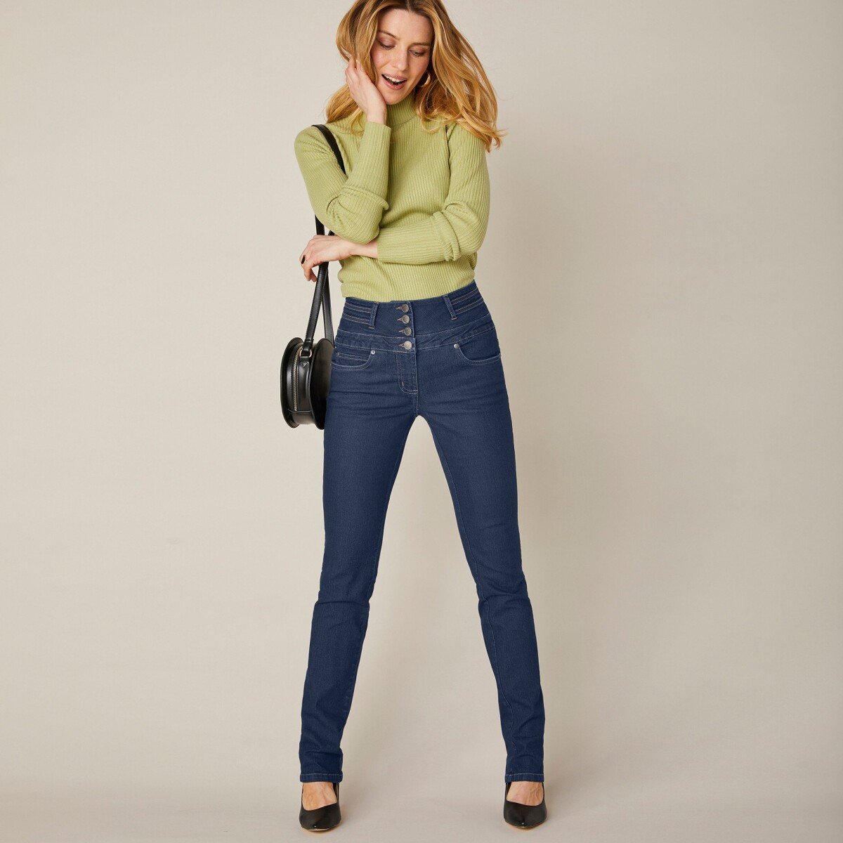 Rovné džínsy s vysokým pásom, 2 dĺžky na výber