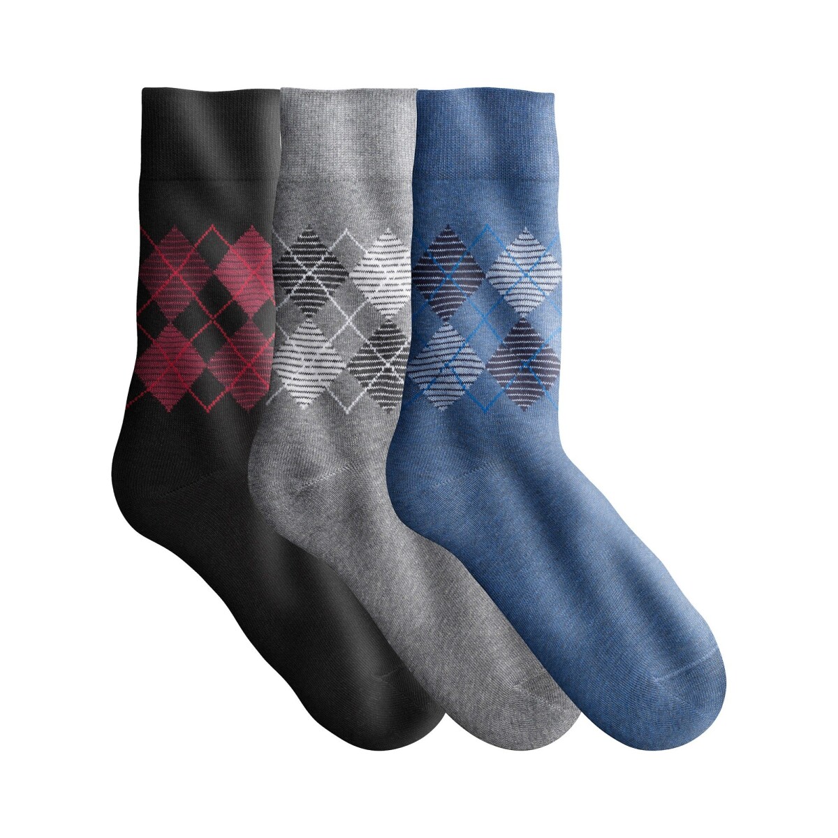 Levně Sada 3 párů ponožek s motivem kosočtverců