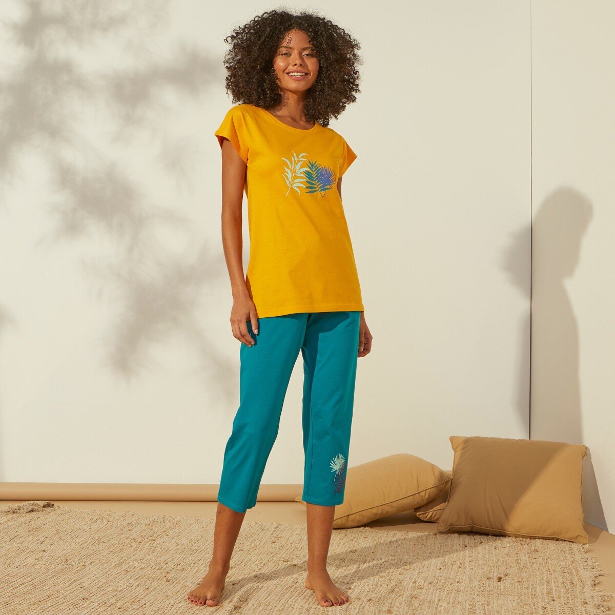 Pyžamové tričko s krátkymi rukávmi, so stredovou potlačou