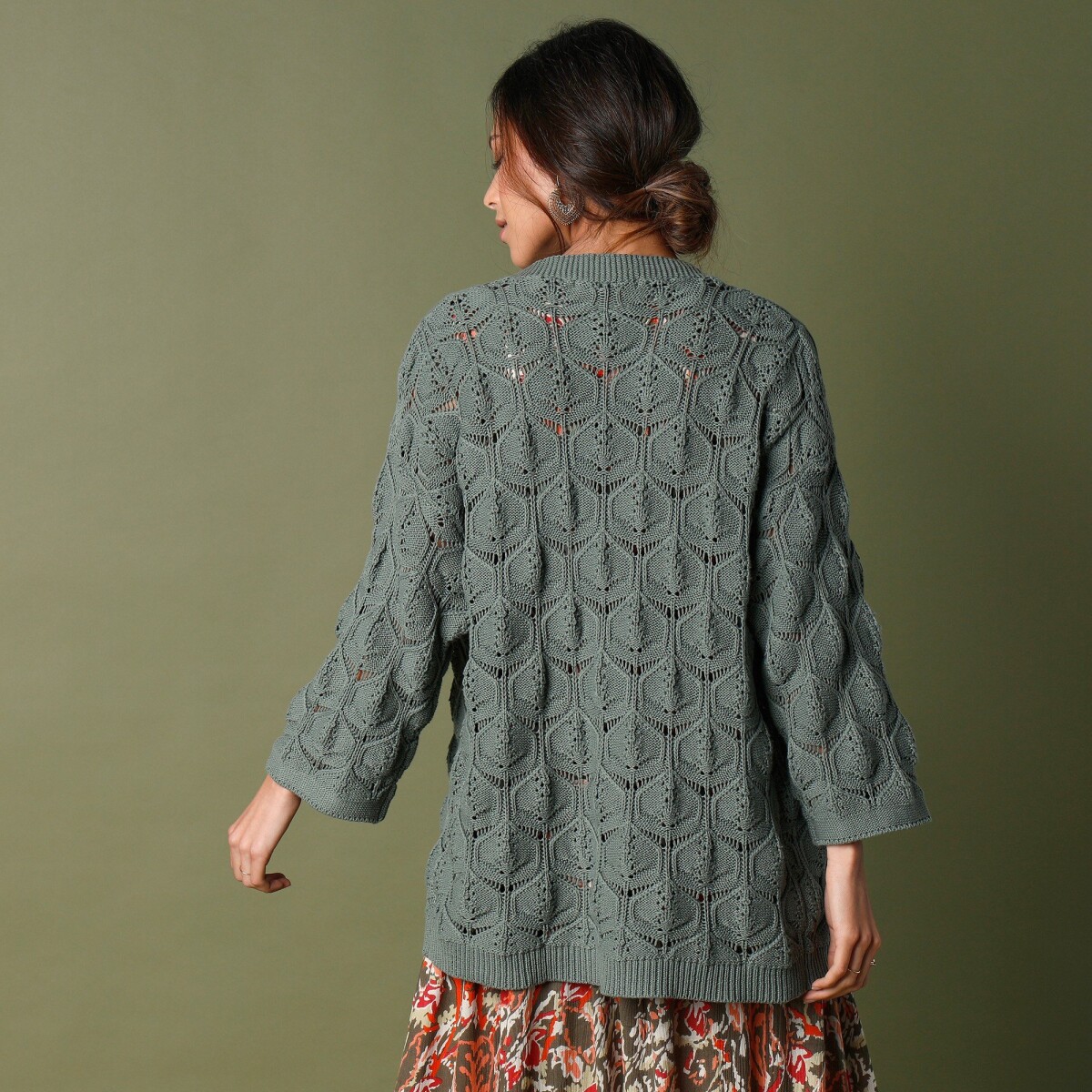 Kimono sveter, ažúrový vzor