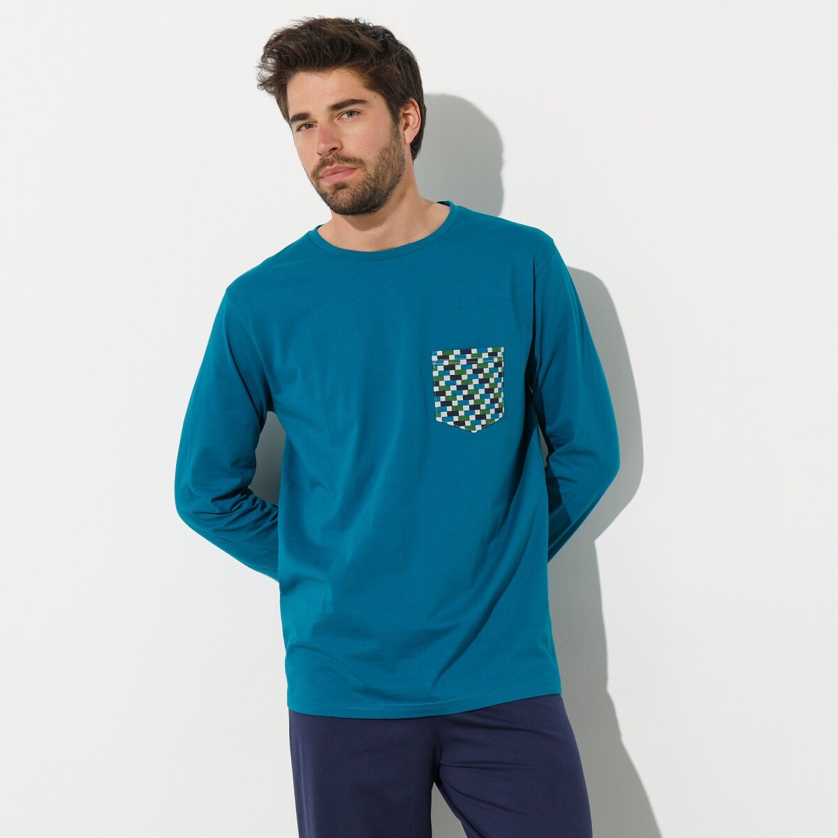 E-shop Pyžamové tričko s dlhými rukávmi, tyrkysovomodré