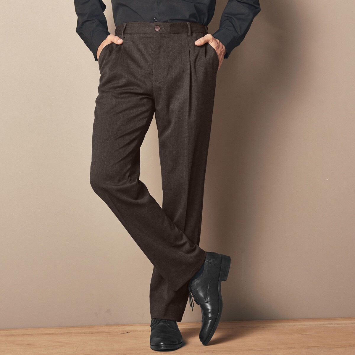 Nohavice s pružným pásom, polyester/vlna