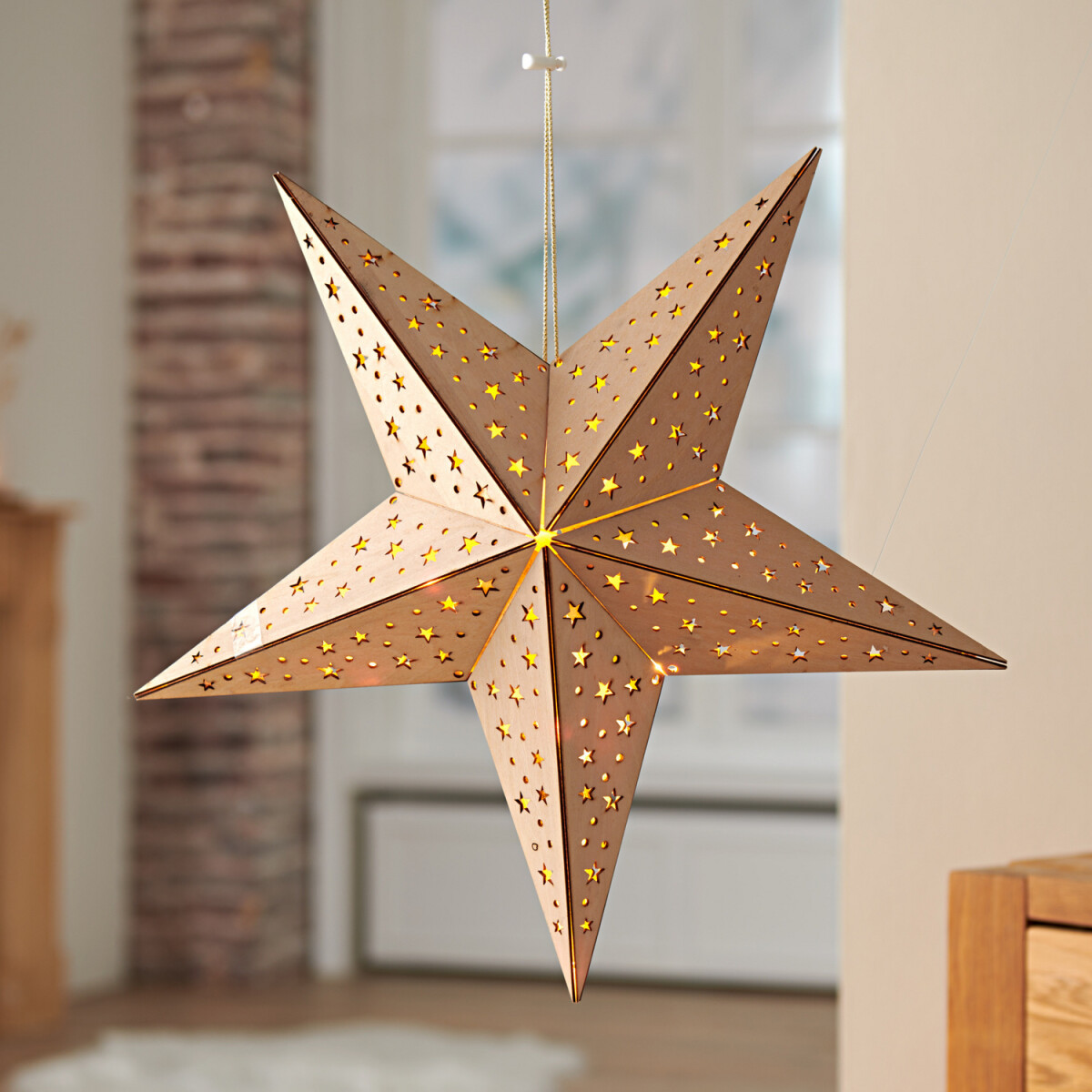 Levně LED dřevěná dekorace Hvězda