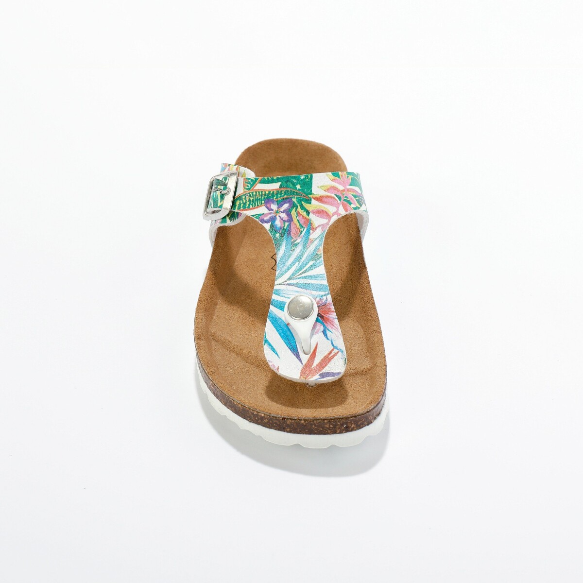 Žabkové sandále s tropickou potlačou