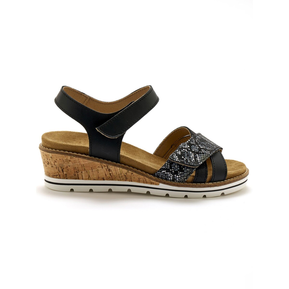 PÉDICONFORT® - Sandále na suchý zips, nízky klinový podpätok