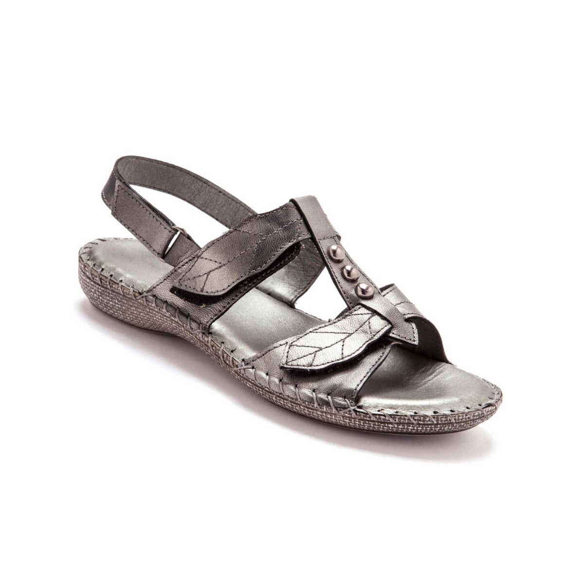 Kožené sivé sandále