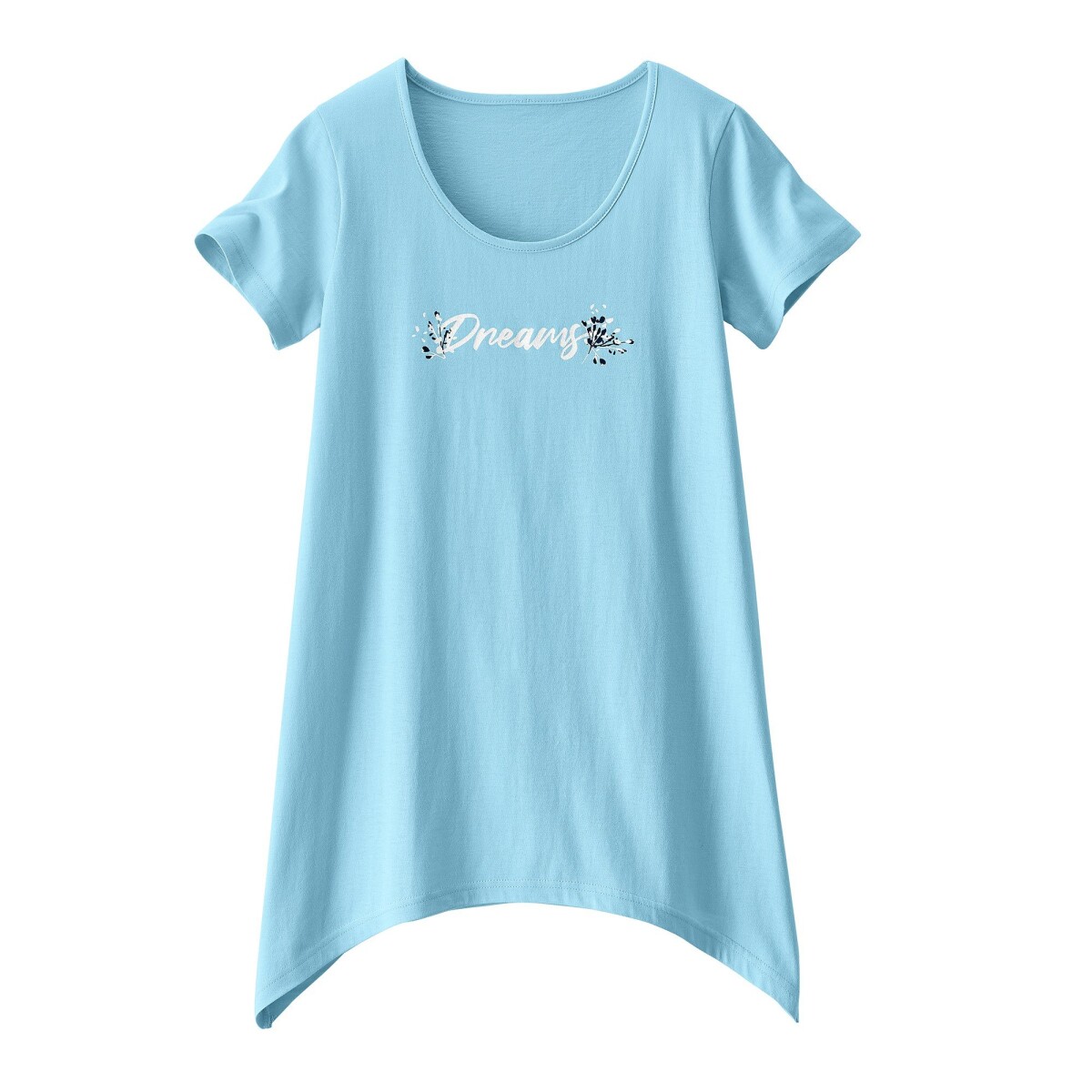 E-shop Asymetrické tričko s krátkymi rukávmi, tyrkysové