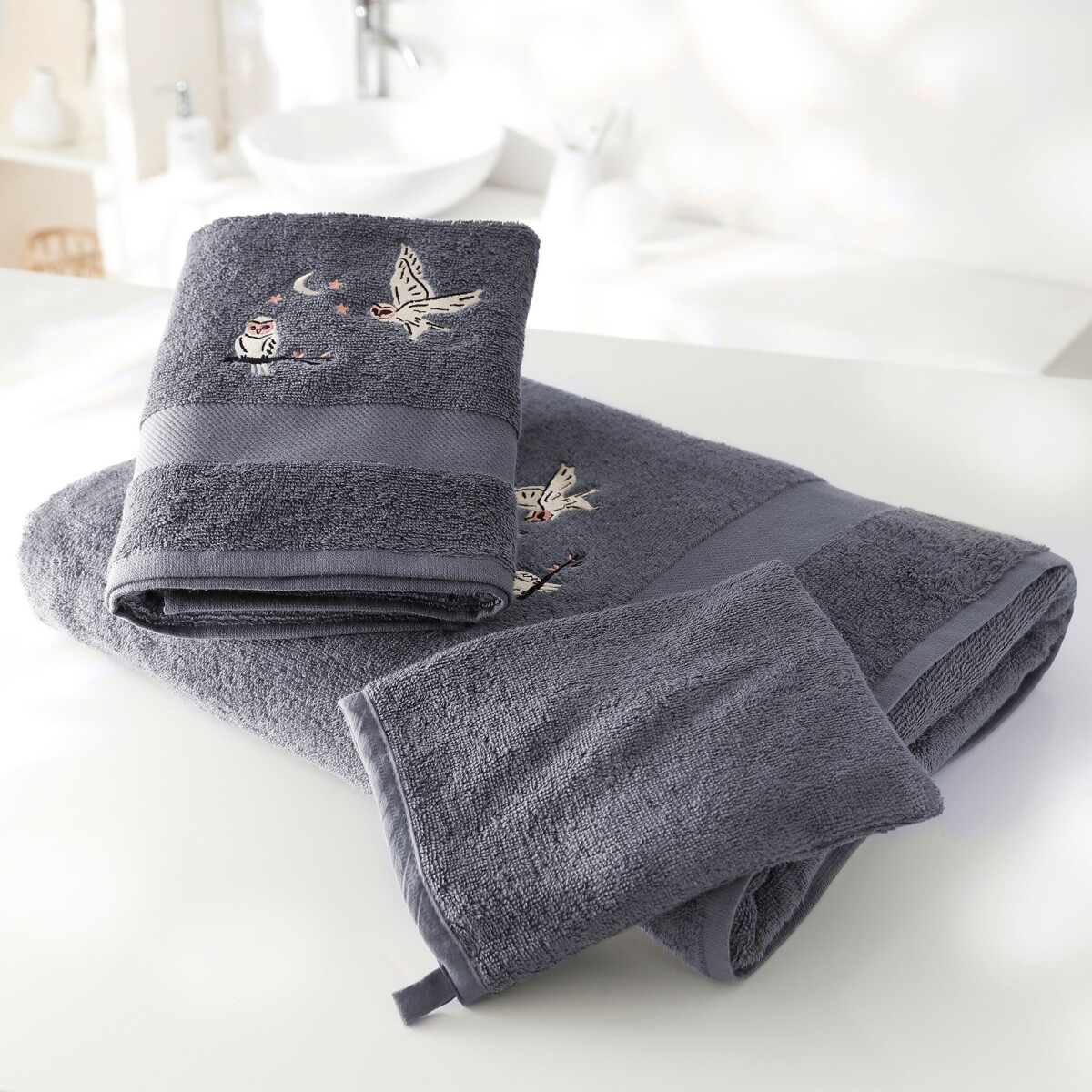 E-shop Froté súprava kúpeľňového textilu s výšivkou sovy