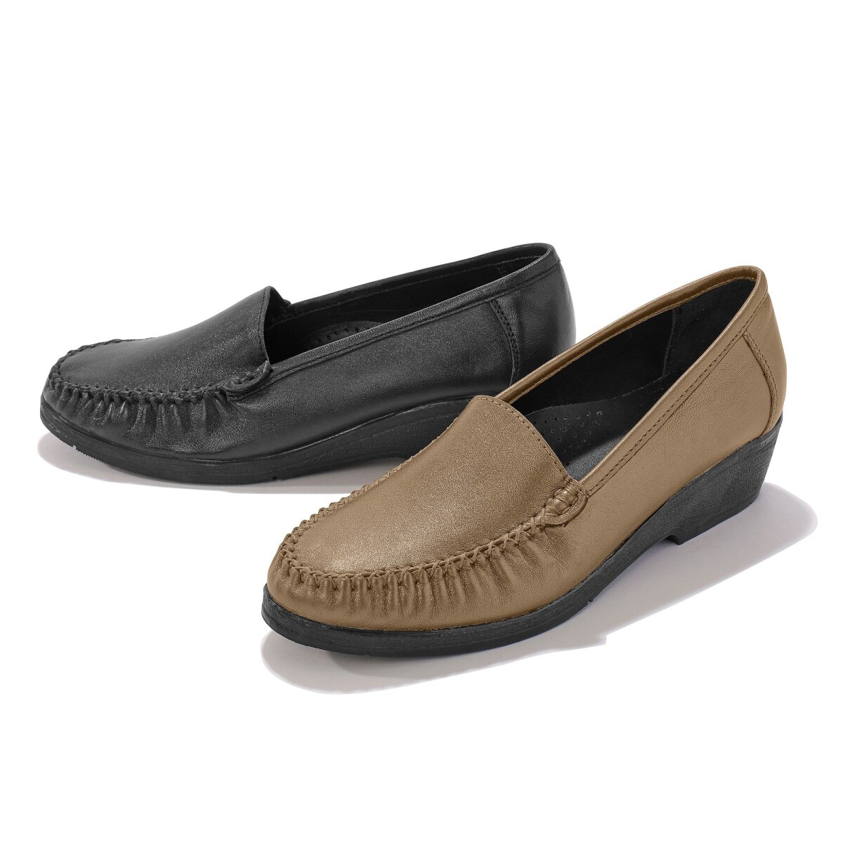 Kožené mokasíny, zlatohnedé