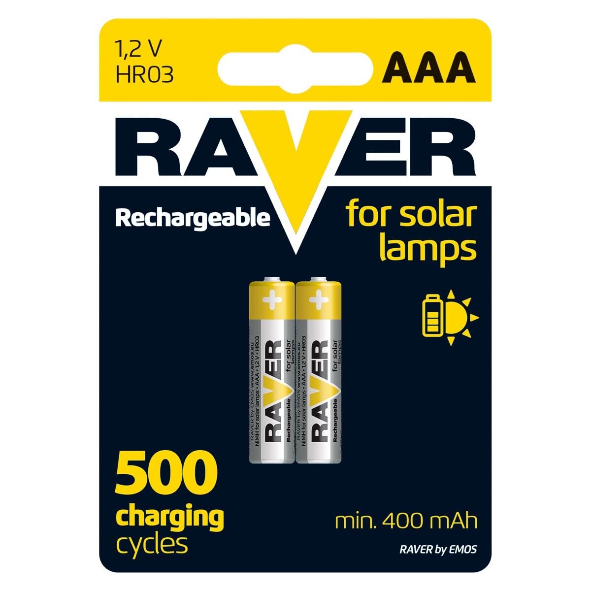 Levně Nabíjecí baterie do solárních lamp RAVER AAA 400 mAh, 2 ks