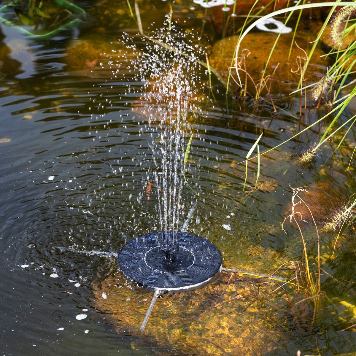 Solární fontána, černá, 16 cm