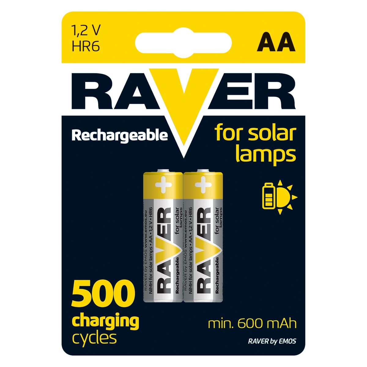 Levně Nabíjecí baterie do solárních lamp RAVER AA 600 mAh, 2 ks