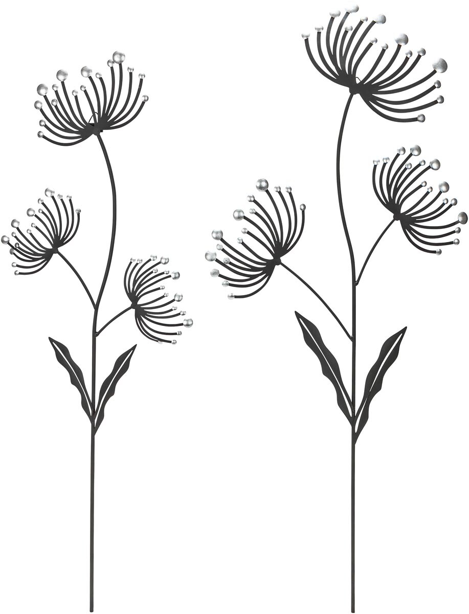 Nástenné kovové dekorácie Kvety, súprava 2 ks