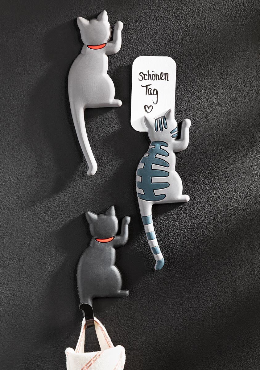 Magnety na chladničku s háčikmi Mačky, sada 3 ks