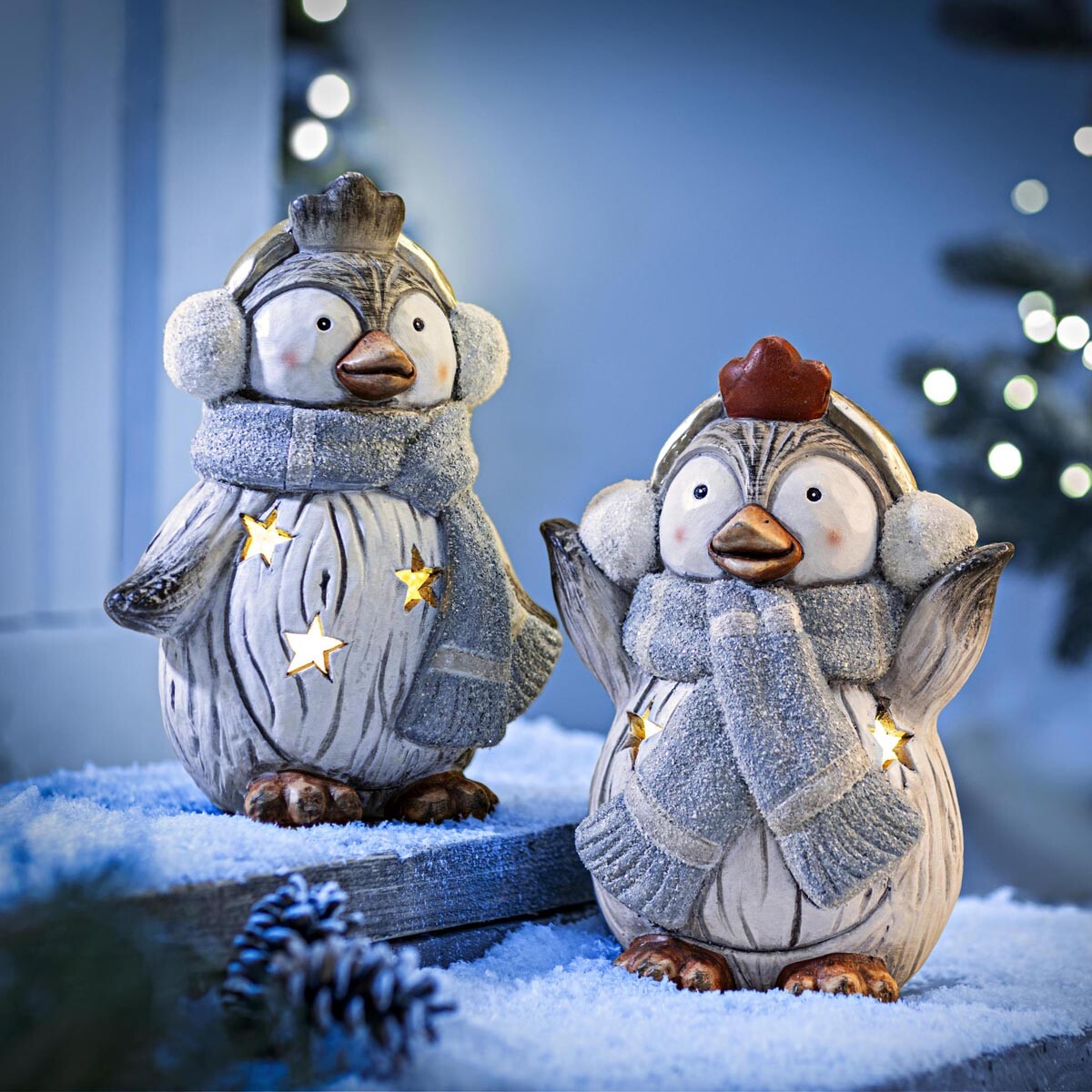 LED figúrky Tučniaky Hitty a Yuki, sada 2 ks