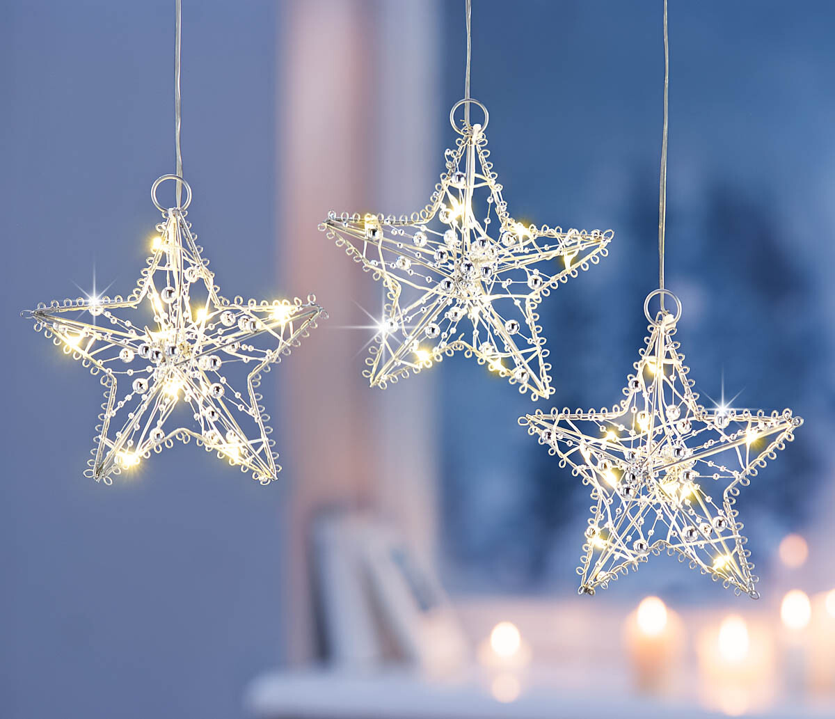 LED závesná dekorácia Perlová hviezda