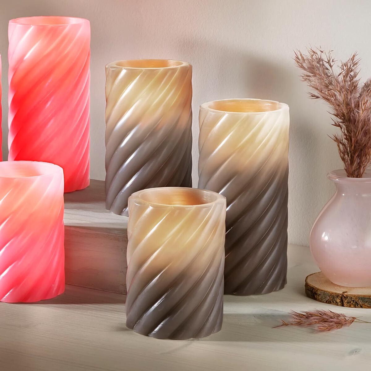 LED voskové sviečky Twist, sada 3 ks