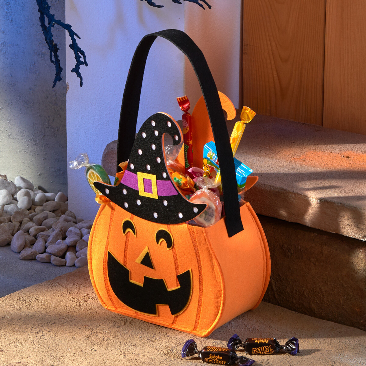 Halloweenska taška „Tekvica s čarovným klobúkom“
