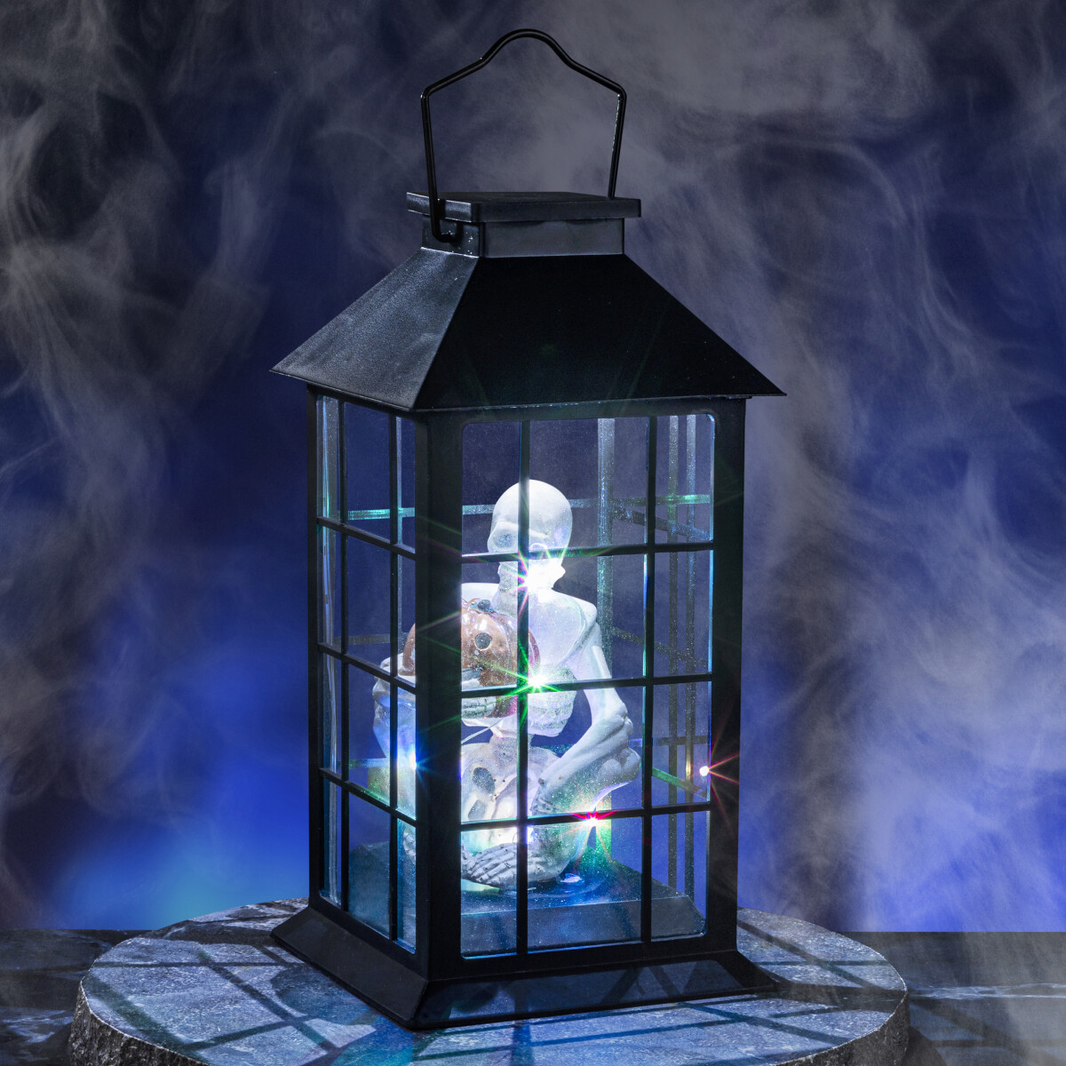 Halloweenska LED lampáš s lebkou