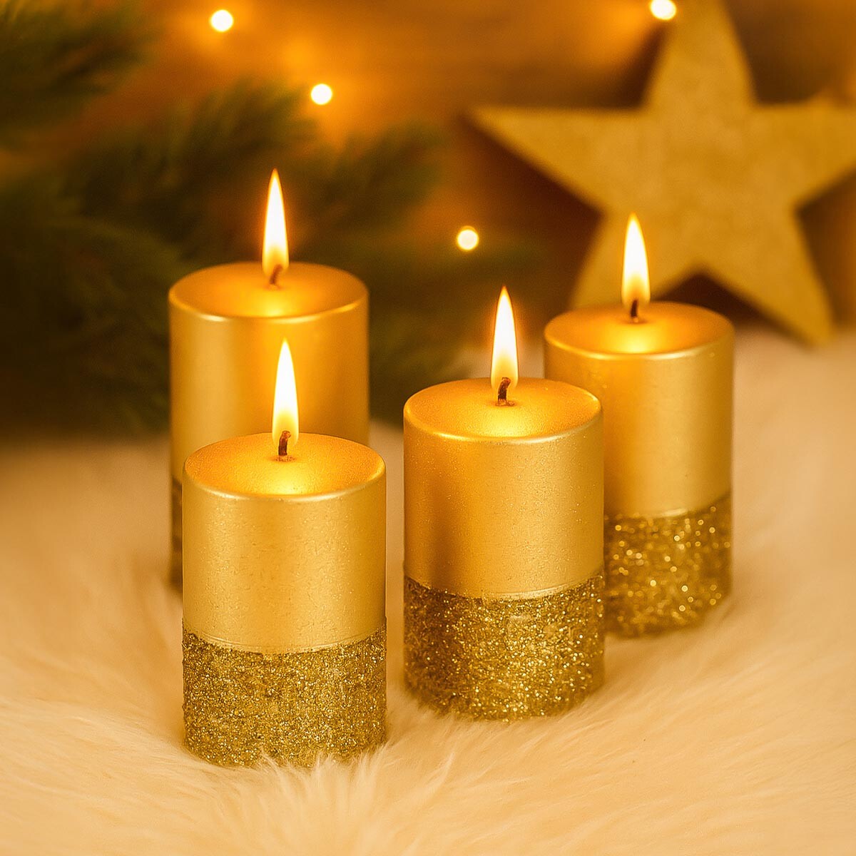 Voskové sviečky, sada 4 ks