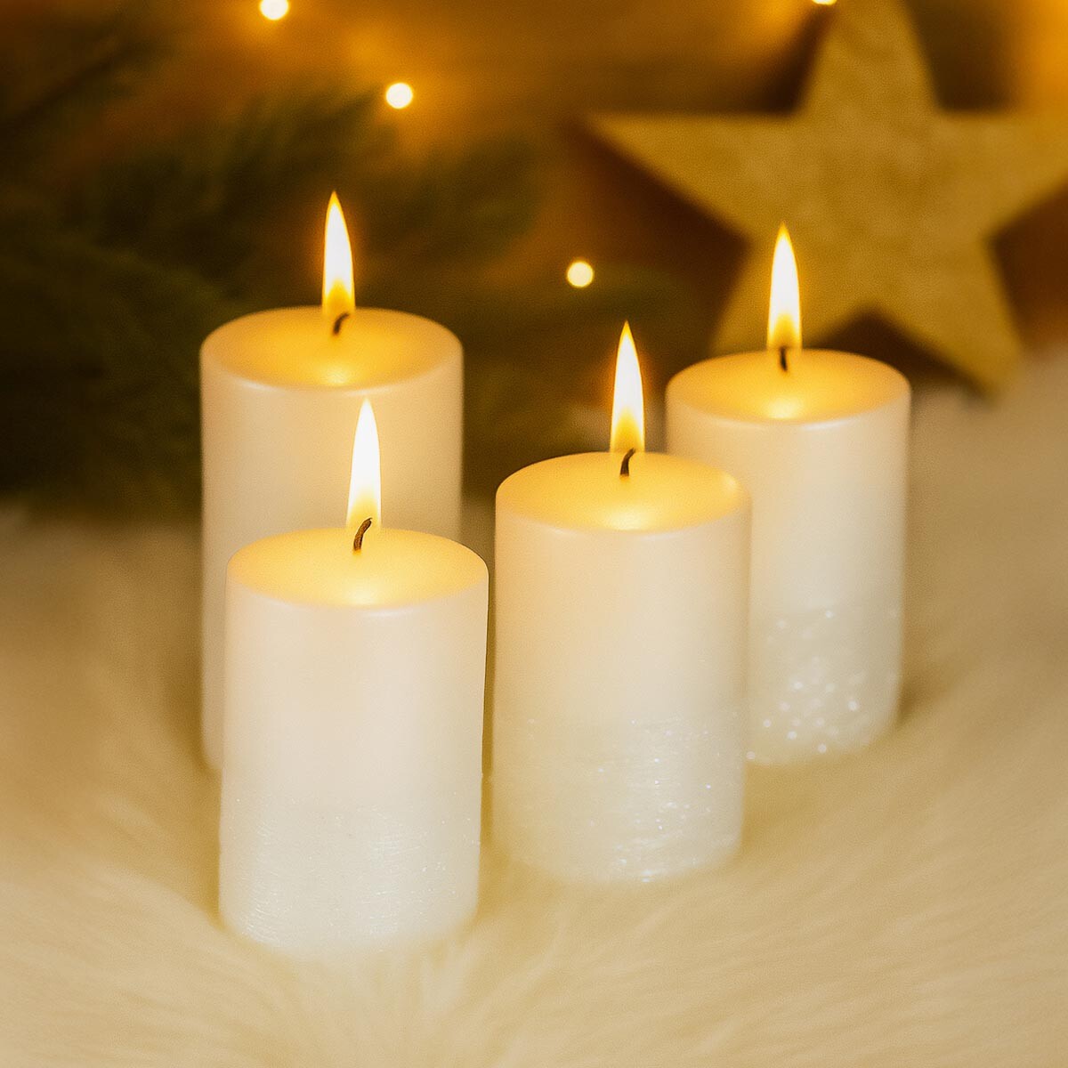 Voskové sviečky, sada 4 ks